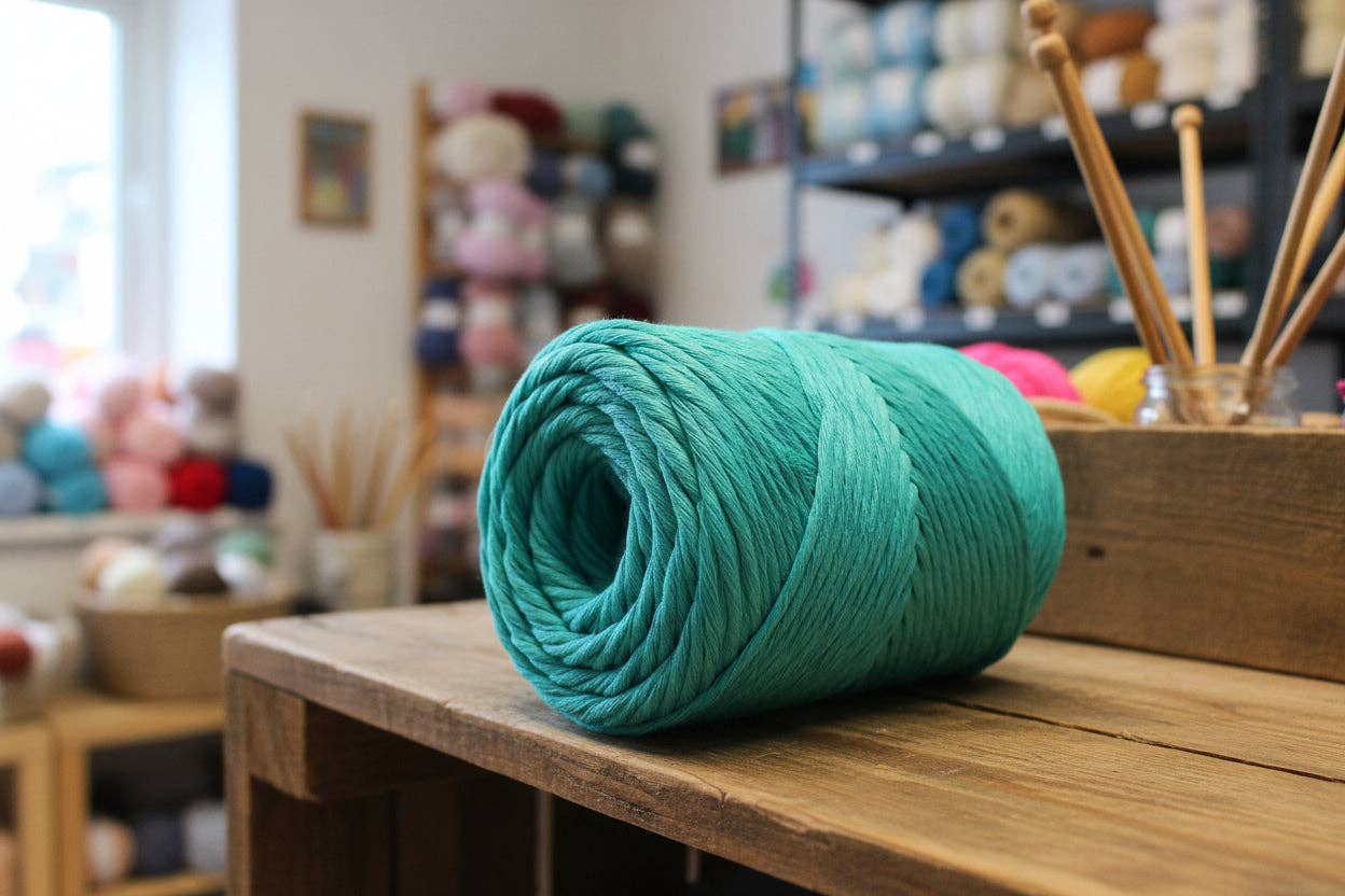 Rustic Macramé Cotton Emerald Green