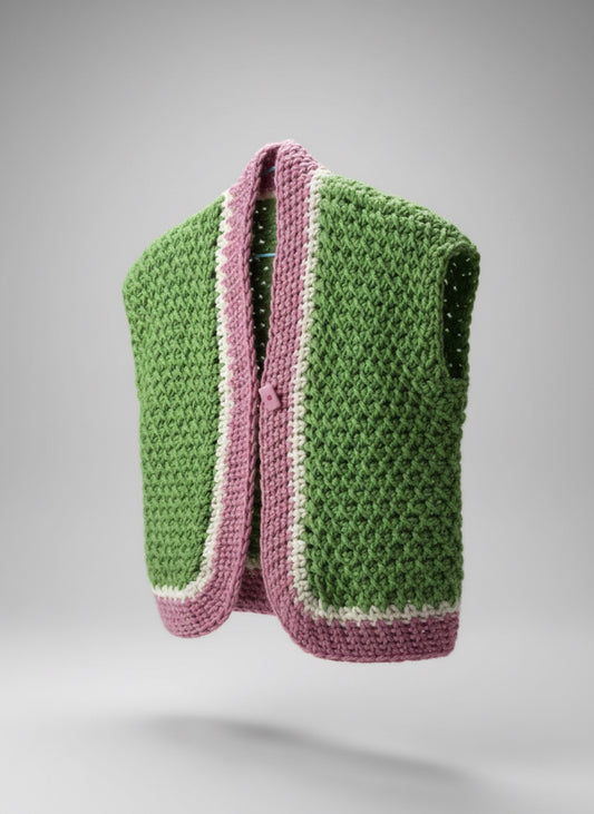 Chaleco de ganchillo artesanal – Prenda llamativa, texturizada y colorida