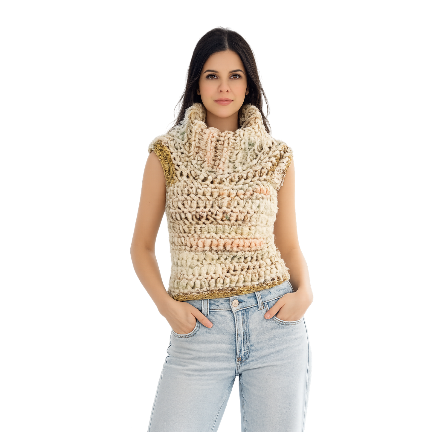 Handmade Crochet Sleeveless Turtleneck