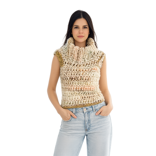 Handmade Crochet Sleeveless Turtleneck